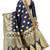 Navy Blue Women's Jacquard Silk Designer Saree With Blouse