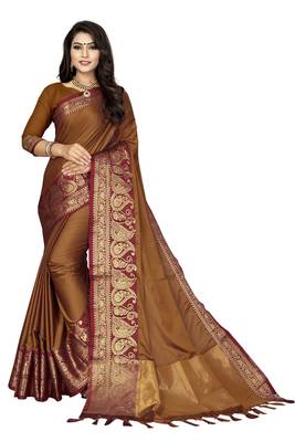 Mustard Color Soft Cotton Silk Heavy Border Saree With Blouse 1