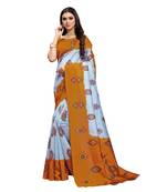 Grey  printed bhagalpuri silk saree with blouse