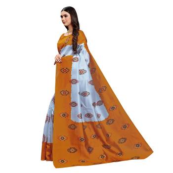 Grey  printed bhagalpuri silk saree with blouse 2