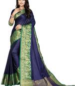 Blue Color Soft Cotton Silk Heavy Border Saree With Blouse
