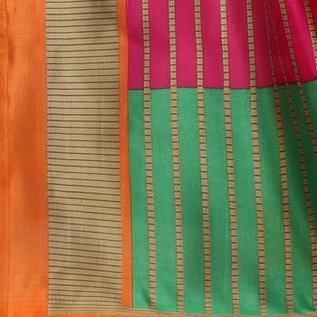 Pink printed bhagalpuri silk saree with blouse 6