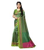 Green printed bhagalpuri silk saree with blouse