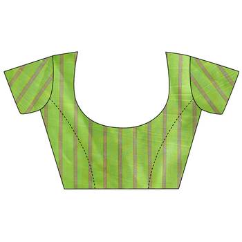 Green printed bhagalpuri silk saree with blouse 5