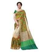 Green printed bhagalpuri silk saree with blouse