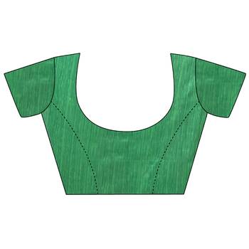 Green printed bhagalpuri silk saree with blouse 5