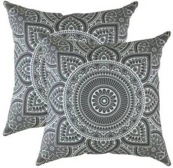 Indiancraft Printed Cushions Cover  (Pack of 2, 60 cm*60 cm, Grey) 2