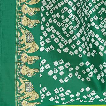 Green printed bhagalpuri silk saree with blouse 6