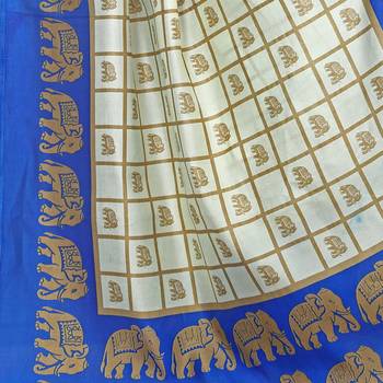 Blue printed bhagalpuri silk saree with blouse 6