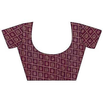 brown printed bhagalpuri silk saree with blouse 5