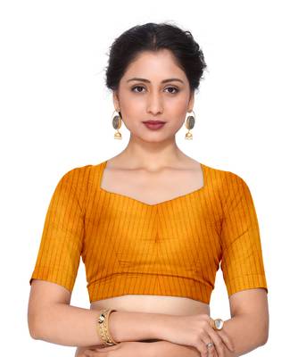 yellow printed cotton saree with blouse 4
