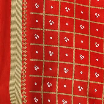Red printed bhagalpuri silk saree with blouse 6