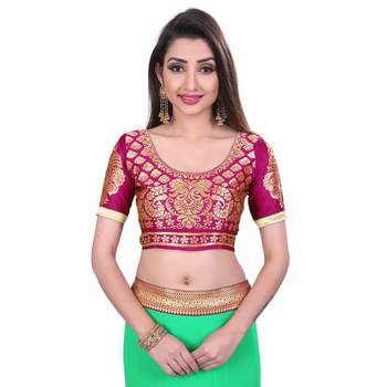 green printed chiffon saree with blouse 6