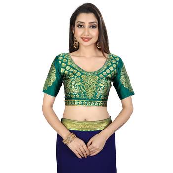 blue printed chiffon saree with blouse 6