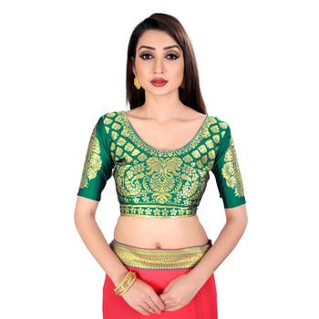 Pink printed chiffon saree with blouse 6