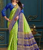 Green Woven Kanjivaram Silk Saree With Blouse