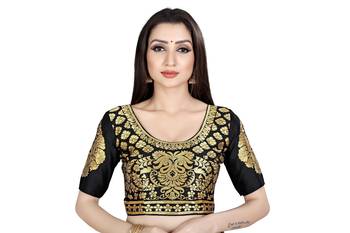 Pink printed chiffon saree with blouse 5