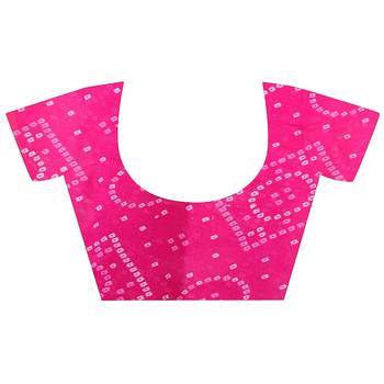 Pink printed georgette saree with blouse 5