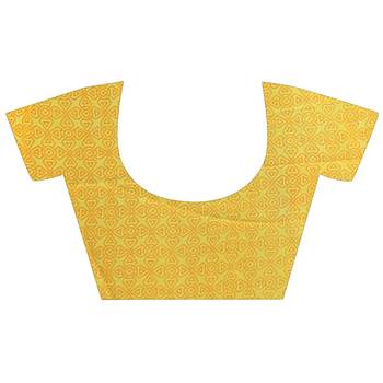 Yellow printed georgette saree with blouse 5