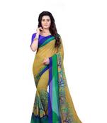 Green printed georgette saree with blouse