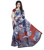 Black printed georgette saree with blouse