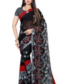 Black printed georgette saree with blouse