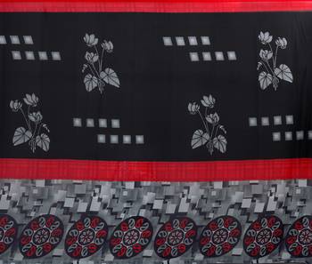 Black printed georgette saree with blouse 6