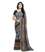 Black printed georgette saree with blouse