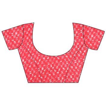 Pink printed georgette saree with blouse 5