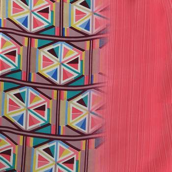 Pink printed georgette saree with blouse 6