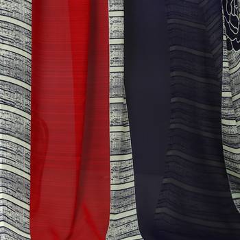 Blue printed georgette saree with blouse 6