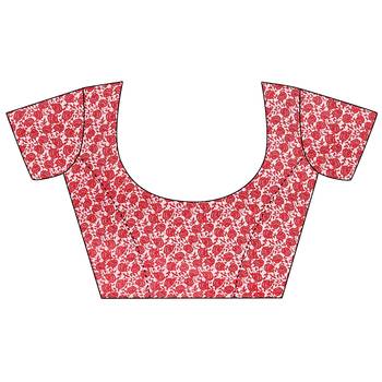 Pink printed georgette saree with blouse 5