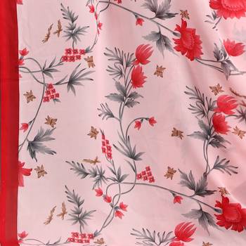 Pink printed georgette saree with blouse 6
