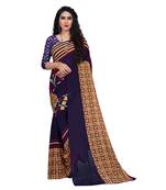 Purple printed georgette saree with blouse