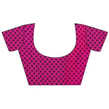 Pink printed georgette saree with blouse 5