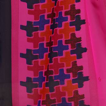 Pink printed georgette saree with blouse 6