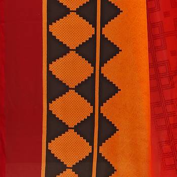 Red printed georgette saree with blouse 6