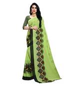 Green printed georgette saree with blouse
