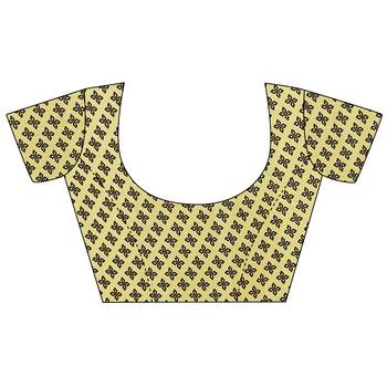 Yellow printed georgette saree with blouse 5