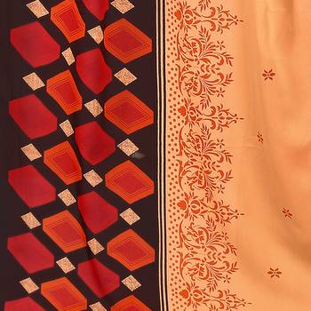 Orange printed georgette saree with blouse 6