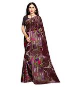Maroon printed georgette saree with blouse