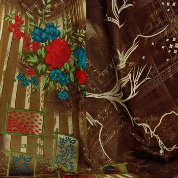 Brown printed georgette saree with blouse 6