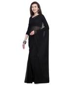 Black printed georgette saree with blouse