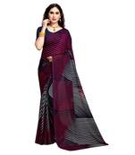 Purple printed georgette saree with blouse