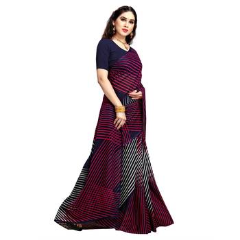 Purple printed georgette saree with blouse 4