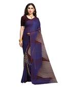 Blue printed georgette saree with blouse