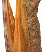 Mustard Embroidered Georgette Designer Suit Fabric