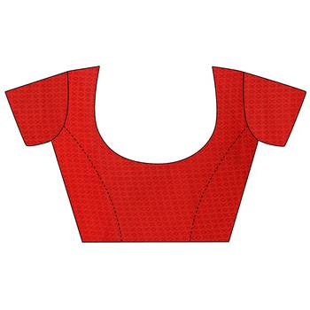 Red printed georgette saree with blouse 5