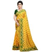 Green printed georgette saree with blouse