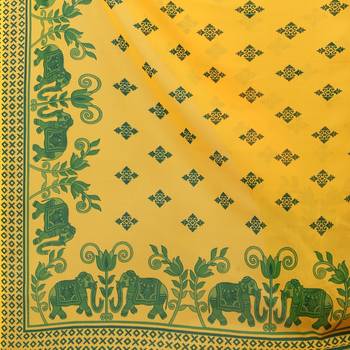 Green printed georgette saree with blouse 6
